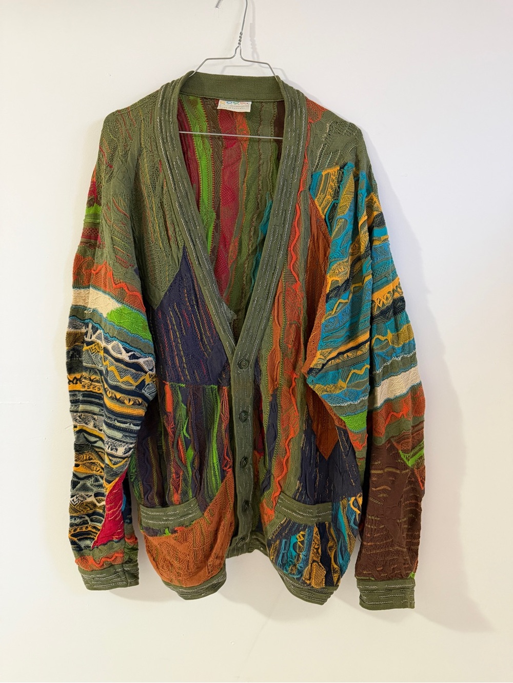 Vintage rare Coogi 3D knit cardigan size large cool colors! Biggie smalls